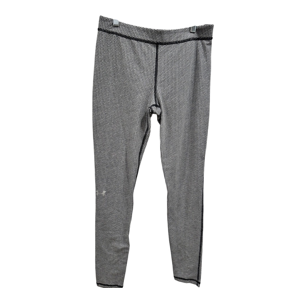 Under Armour HeatGear Womens Grey Black Patterned Athletic Leggings Size M